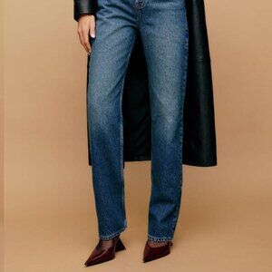 Reformation Abby High Rise Straight Dark Blue Jeans